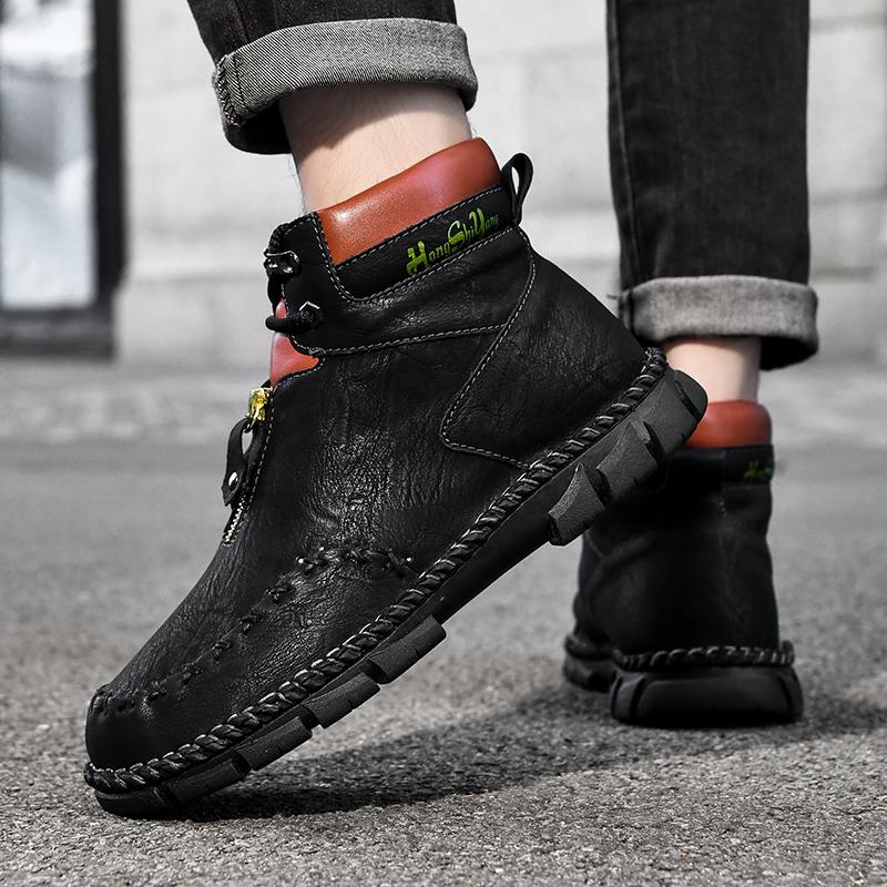 Fashion Handmade men's casual high top shoes High quality minimalist style Leisure Business Outdoor comfortable shoes autumnd winter