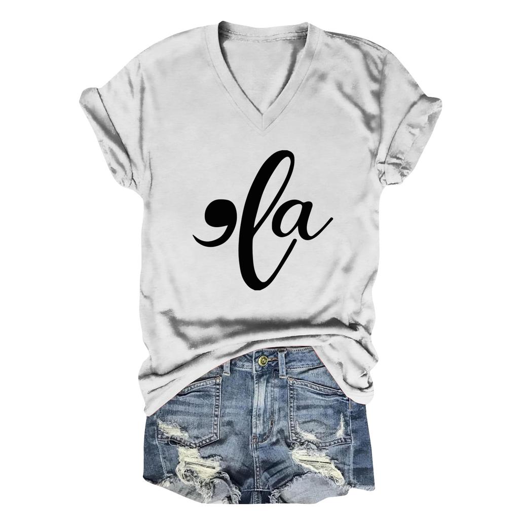 Dame T-skjorter Komma La T-skjorter Kamala-Harris Skjorter Morsomme Grafiske T-skjorter V-hals