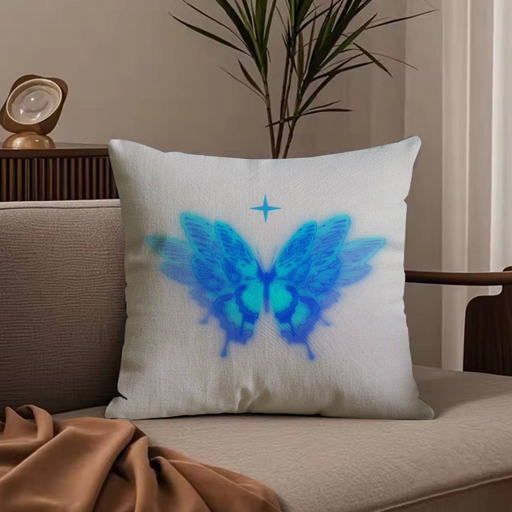Anime Butterfly Pillow Case Anti-dustmite Pillowcase Invisible zipper silky short plush Sofa cushion cover