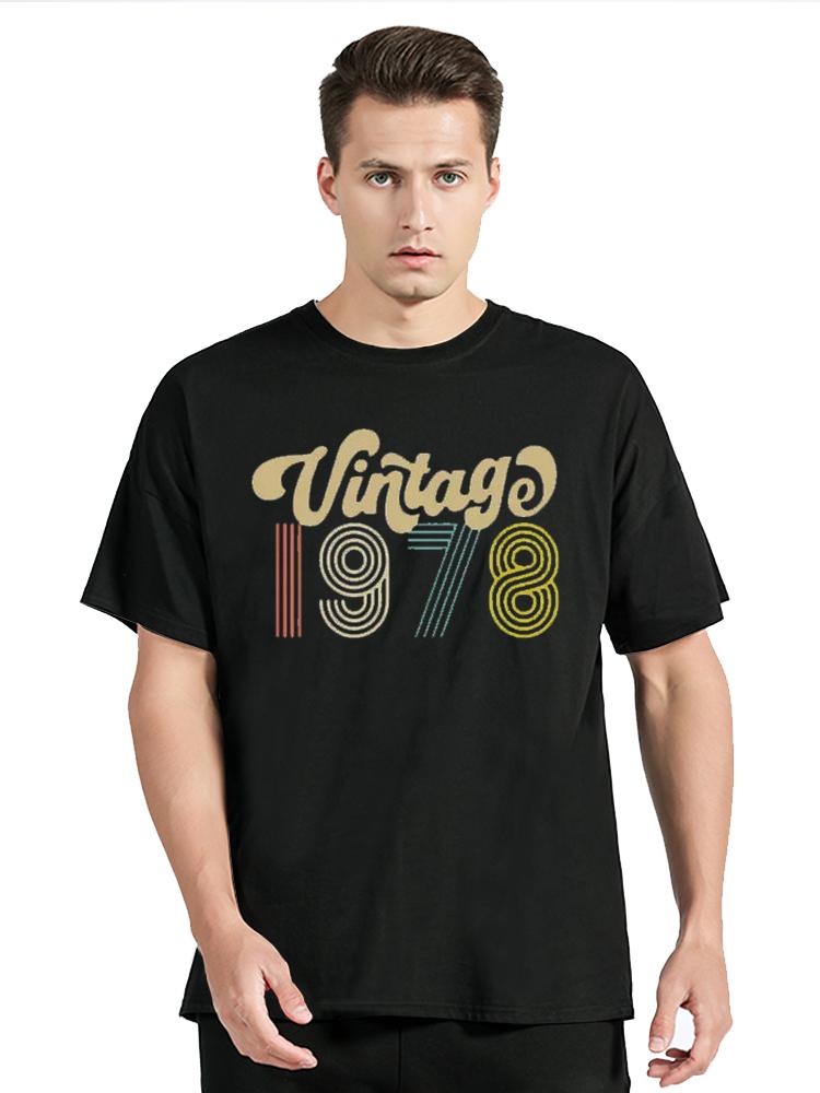 Vintage 1978 Letter T-Shirt Women Men Casual Birthday Gift Tops Summer Cotton Tee Unisex Haraju