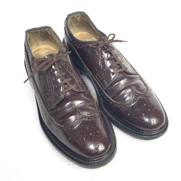 80er 90er Vintage Goodyear Rahmensohle Größe 10.5D 28.0 28.5cm Long Wingtip Amerikanischer Brogue Braun(GEBRAUCHT)