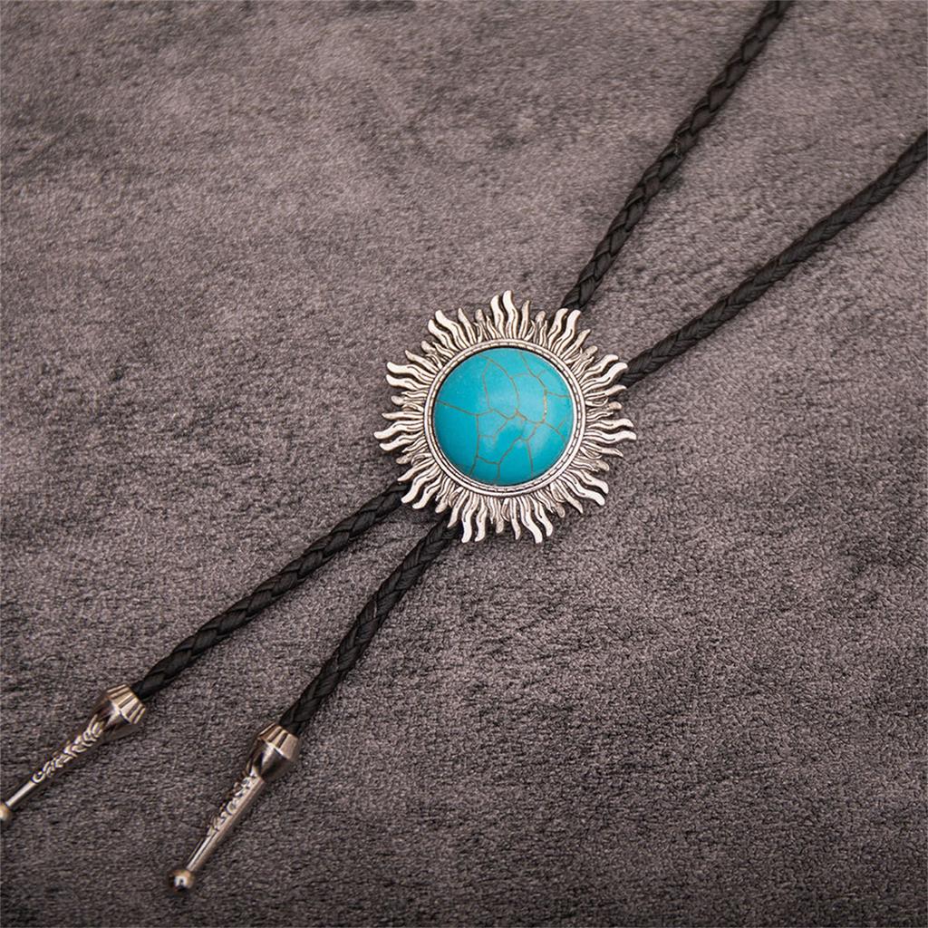 Western Cowboy Bolo Tie Flower Necktie Necklace Costume for Sweater American Bolo Tie Western Jewelry