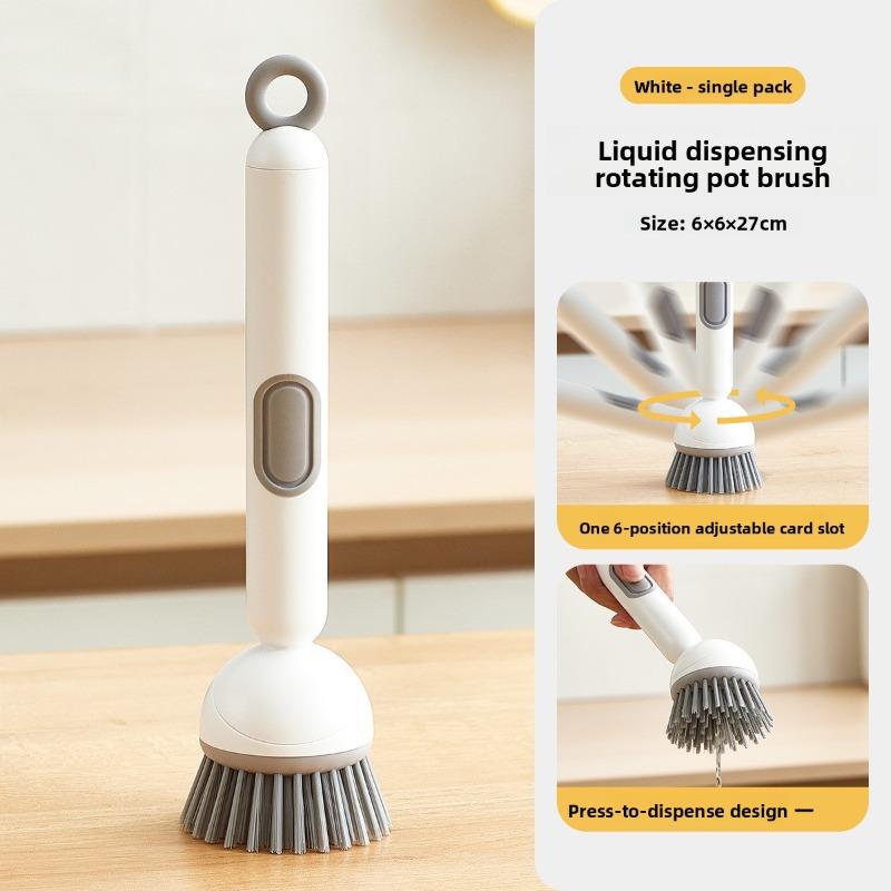 

Long-handled Liquid-filled Rotating Pot Brush, Kitchen Pot Washing Brush, Oil-free Multi-functional Cleaning Brush 1pc белый
