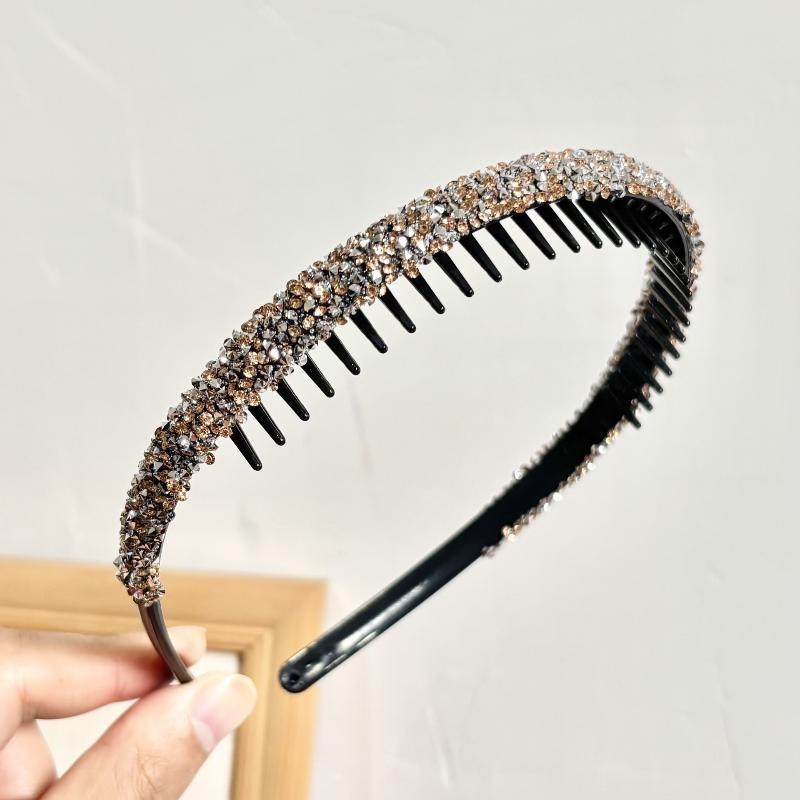 Nonslip Toothed Elastic Rhinestone Hair Hoops Glitter Trendy Hair Accessories for Women Graduation Ceremony Use