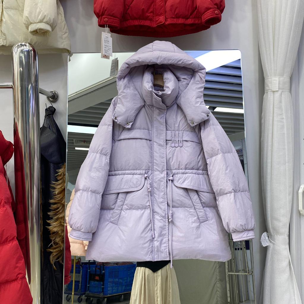 New fashion down jacket women's medium and long thickened waist and thin white duck down winter coat tide