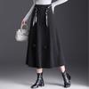 Winter 2025 High-Waisted A-Line Wool Skirt with Thick Hem - Mid-Length Slimming Casual Design