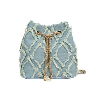 Rhombus Denim 2024 New Bag Chain Fragrant Bucket Armpit Large Capacity Single Shoulder Crossbody Women's Bag Popular