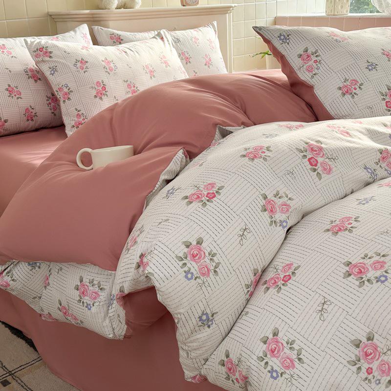 Class A Double Layer Gauze Bedding Set: Bubble Comforter Cover with Washed Cotton for Student Dorms, 3 or 4 Pieces.