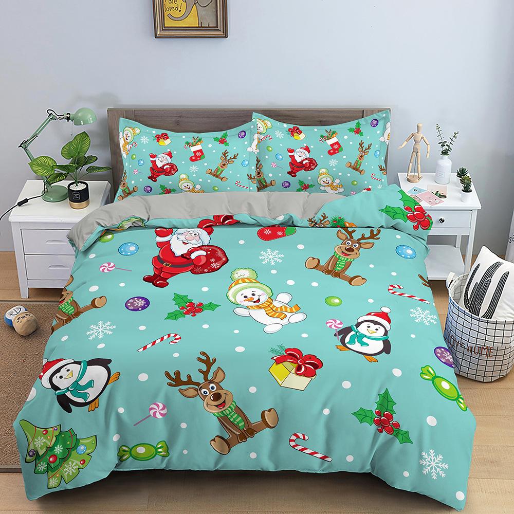 Christmas Elk Bedding Set Festival Modern 3d Duvet Cover Set Comforter Bed Linen Twin Queen King Single Size Kids Adult Gift