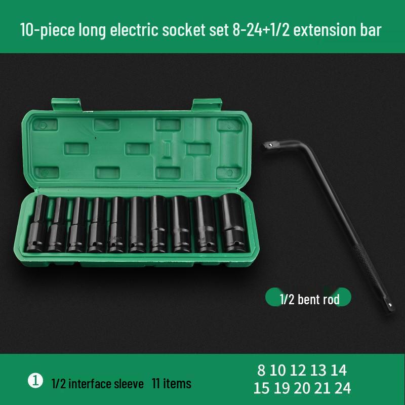 Extended Electric Hex Socket Hand Drill and Impact Wrench Tool Set