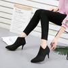 2025 Spring New High Heel Short Boots Women's Elastic Boots British Pointed Martin Boots Skinny Heel and Ankle Boots