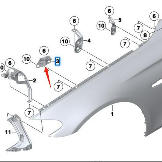 BMW 5 Series F18/F18LCI Front Bumper Bracket (41357207203, 41357207204) - Figure 3