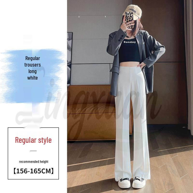 2026 Autumn/Winter Women s High Waist Wide-Leg Plus Velvet Micro Flare Suit Pants XL