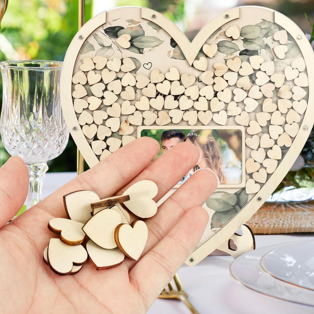 Wedding Guest Book Wooden Heart-shaped Guest Book Wedding Box Personalized Nuptial Attendee Board Decoration for Reception
