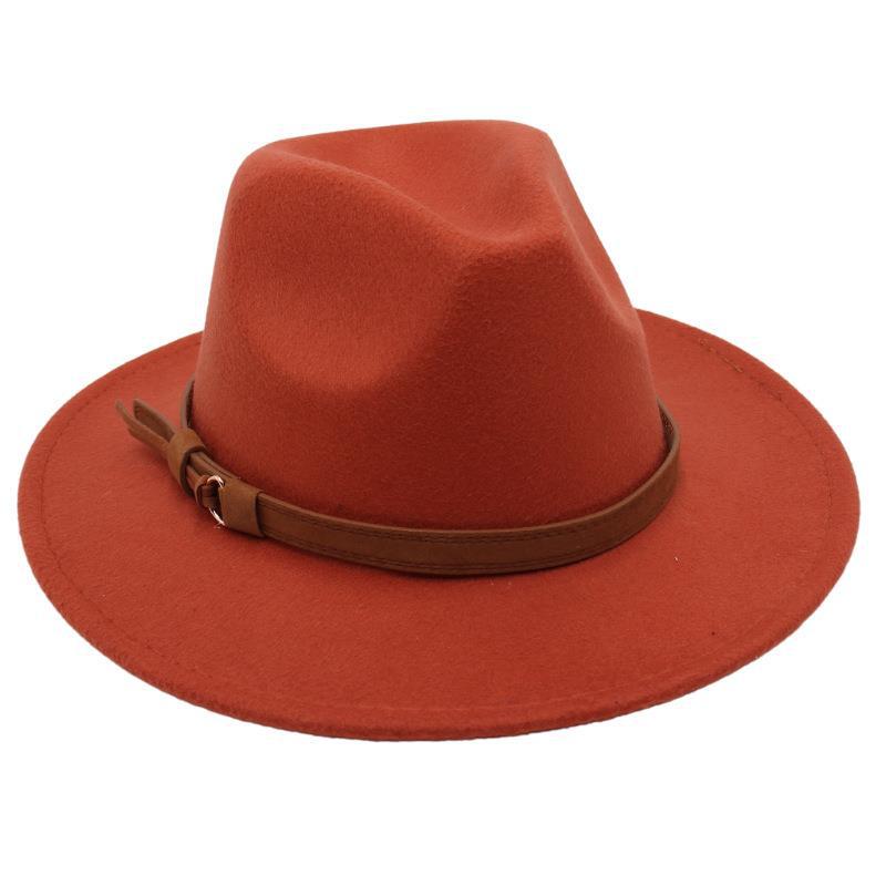 Top Hat Belt Buckle Model Jazz Hat Men'S And Women'S Concave Felt Hat Woolen Hat Fedora Hat