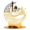 Gold Eid Mubarak Acrylic Ornament Ramadan Kareem Decoration Moon Star Lamp Craft for Home Islamic Muslim Party Supplies
