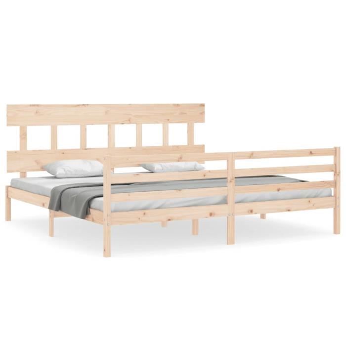 VidaXL Cadre de lit avec tête de lit 200x200 cm bois massif 3195176