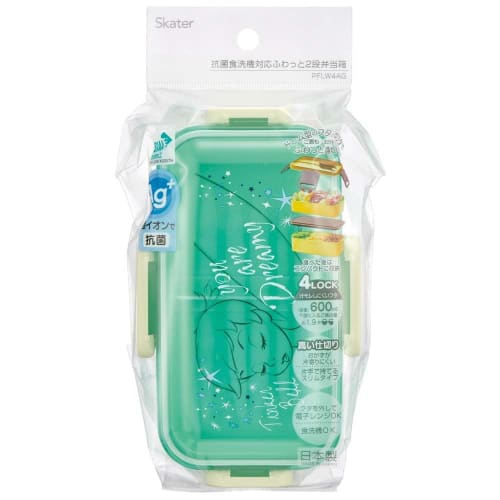 Skater Bento Box, 2-Tier, 600ml, for Women, Made In Japan, with a Soft Dome-Shaped Lid, Dishwasher and Microwave Safe, Disney Peter Pan and Tinker Bel