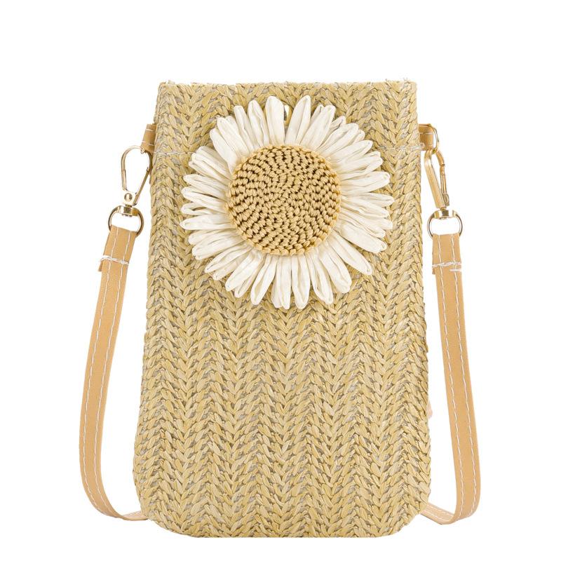 Straw fashion small bag women's 2025 summer new foreign style leisure bag woven shoulder messenger bag mobile phone bag tide