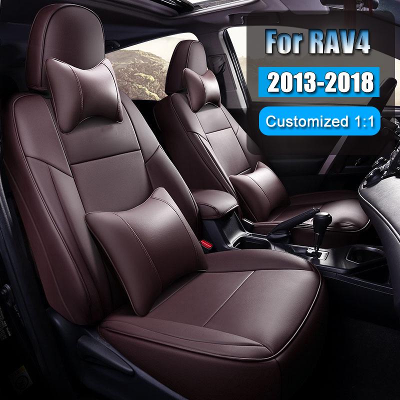 Original Custom Car Seat Covers For Toyota Select Rav4 2013-2018 Waterproof Artificial Leather protection Interior Auto Parts