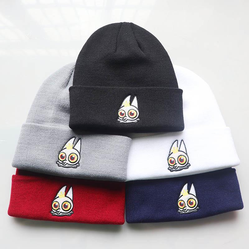 Unisex Fashion Cartoon Game Bunny Embroidered Knit Hat Autumn Winter Outdoor Warm Hexagonal Woolen Hat Cold Weather Hat