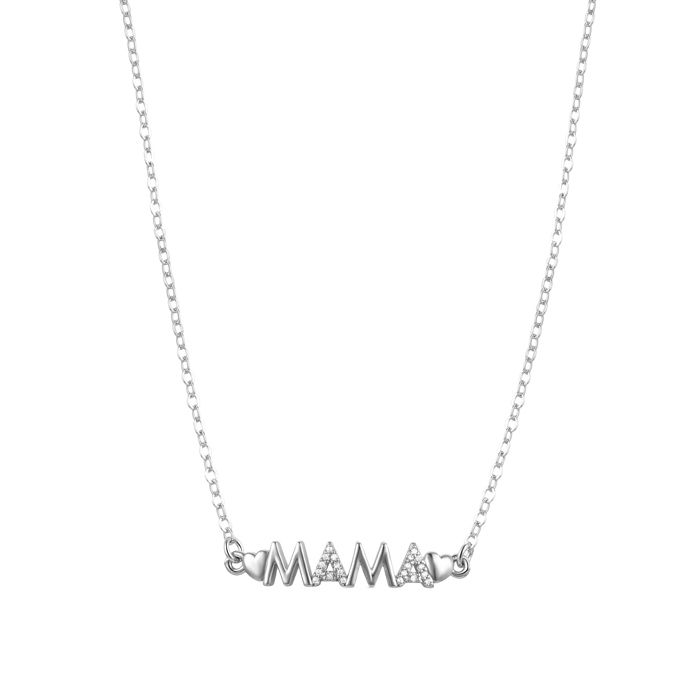 Collier - LUXENTER - Maman - Zircone brillante - Finition rhodium - Argenté