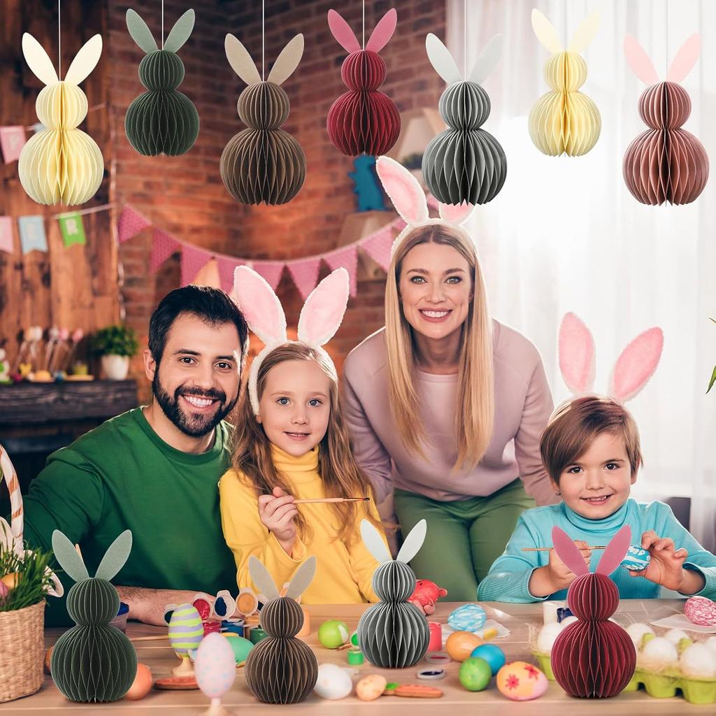 Paper Honeycomb Bunnies Easter Bunny 3D Ornament Easter Day Party Decorations Cute Rabbit For Wedding Birthday
