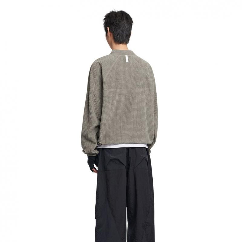 NOMANUAL Heavy Waffle Half Zip Up   Gray