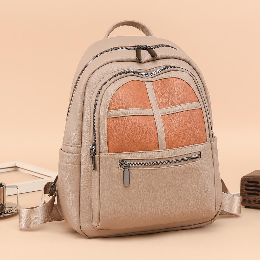 Women's Color Contrast Backpack Large Capacity Student Schoolbag Outdoor Backpack