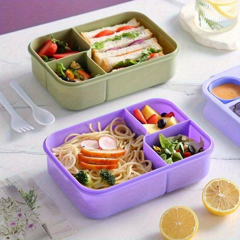 1450ML Portable Bento Box with Utensils Microwave Safe for Lunch Office Picnic Leak-Proof Divider Dip Container Kitchenware