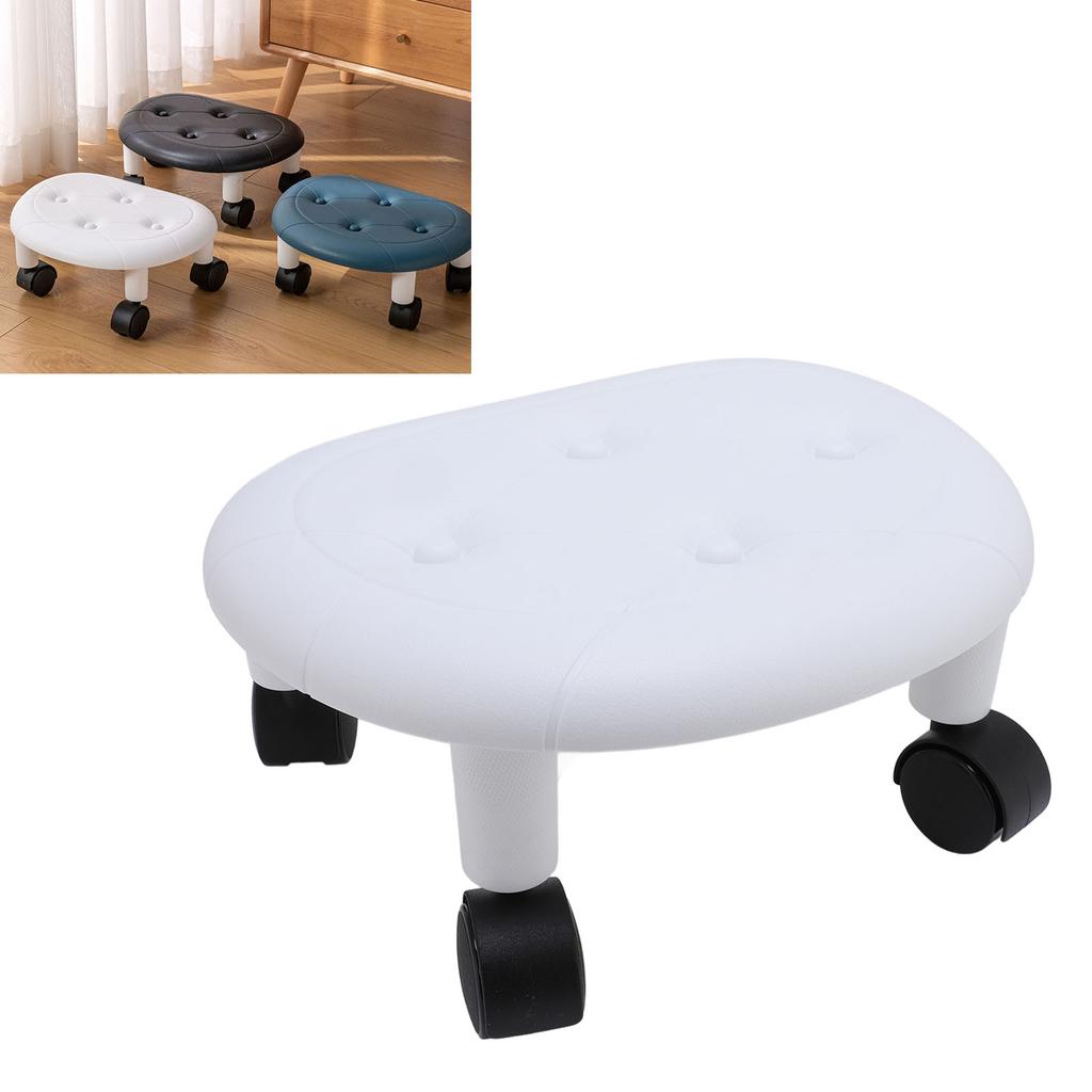 Low Rolling Stool with Wheels Ergonomic Heavy Duty Short Rolling Seat for Bedroom Living Room