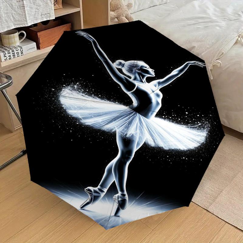 1pc Ballerina Dance Automatic Open/Close Umbrella with Windproof, 8-Rib Sturdy Canopy, Durable Ribs, Fashionable Design1224A