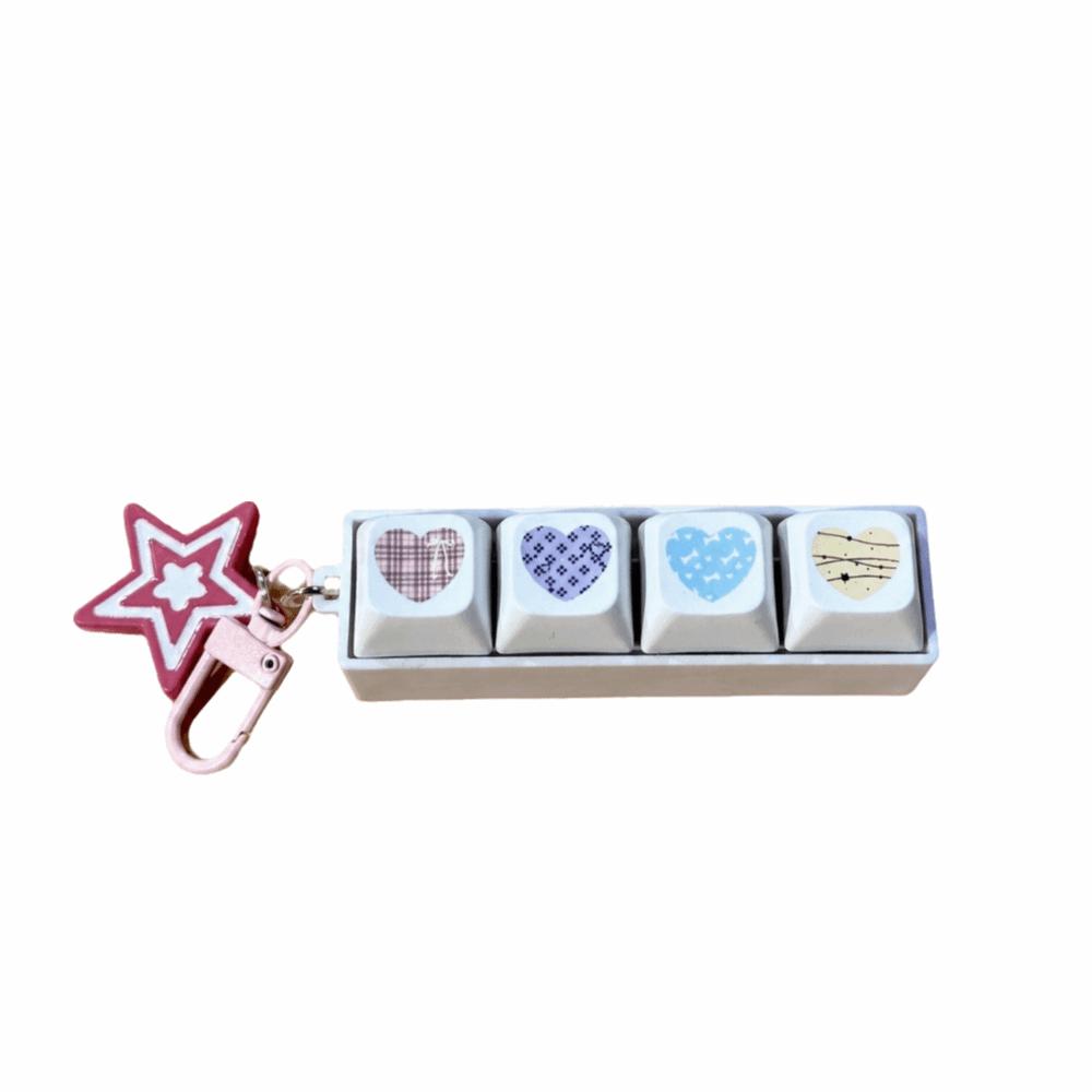 4 Keys Fidget Keychain Keycap Design Keyring Penadant Creative Stress Relief Toy  Interactive heart