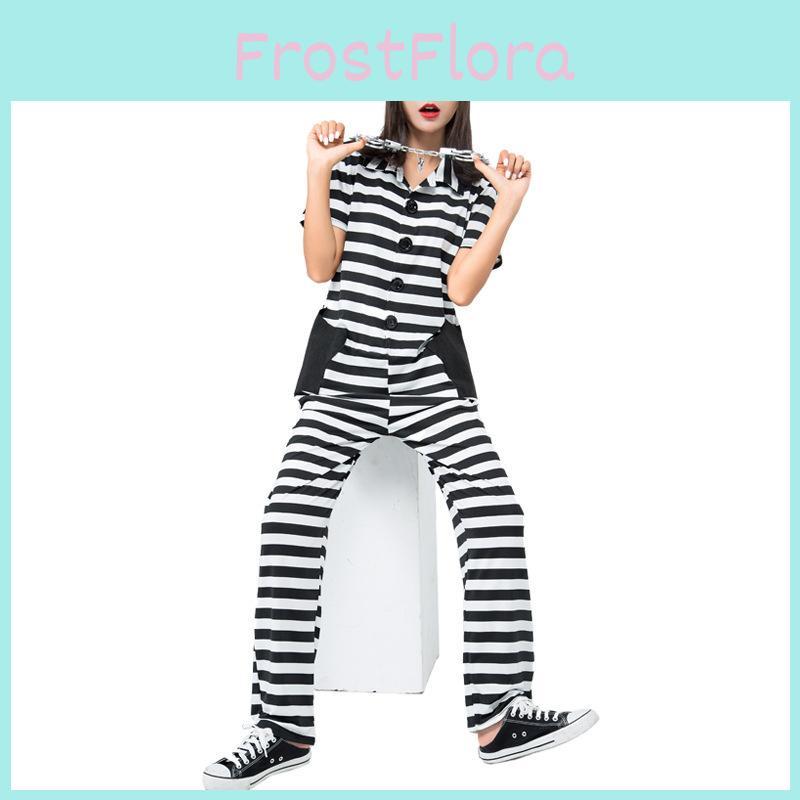 Japanese Anime Striped Prisoner Costume For Cosplay And Stage Performance