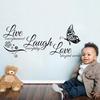 Live Laugh Love Butterfly Flower Wall Art Sticker Modern Wall Decals Quotes Vinyls Stickers Wall Stickers Home Decor Living Room