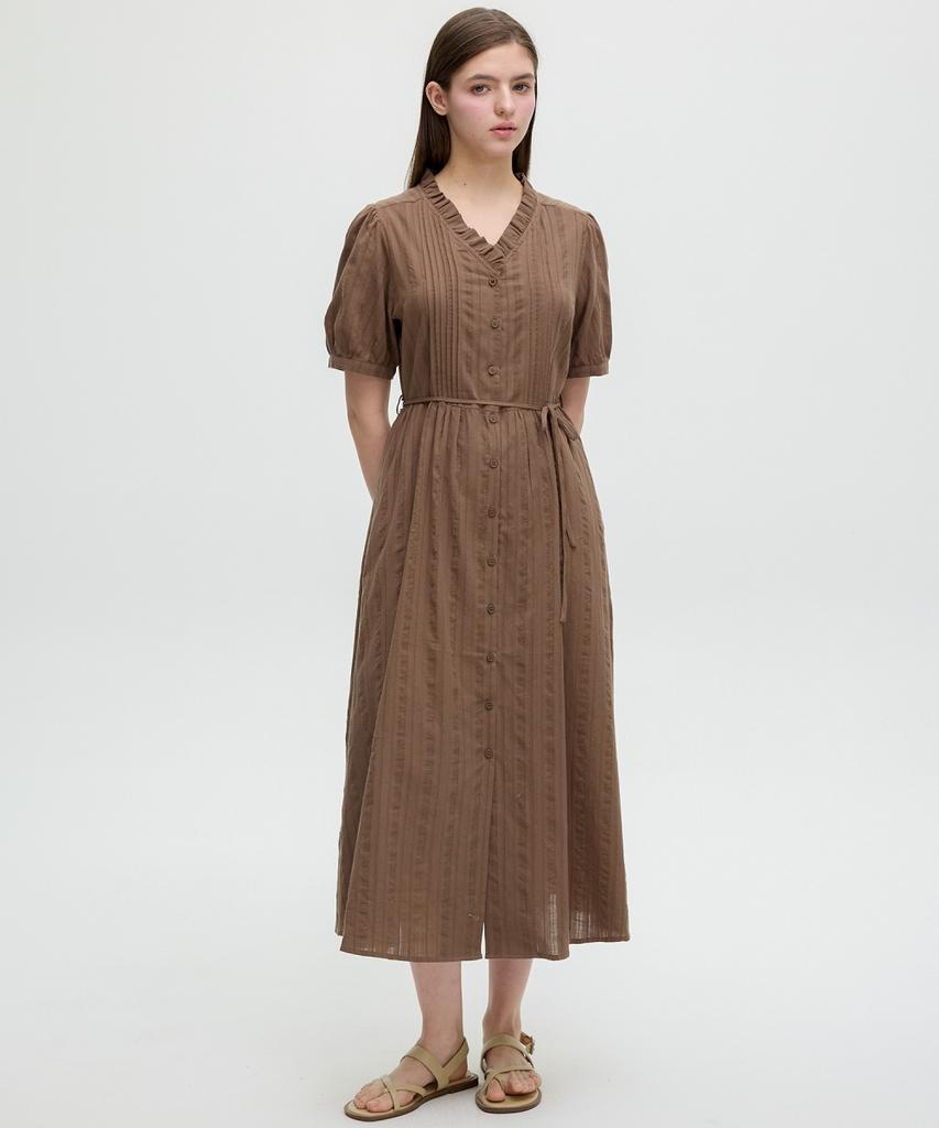 Ollibeudeollibeu Frill Neck Cotton Jacquard Dress Oh6Xo5850
