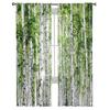 Plant Birch Tree Green Forest Chiffon Sheer Curtains for Living Room Bedroom Home Decoration Window Voiles Tulle Curtain