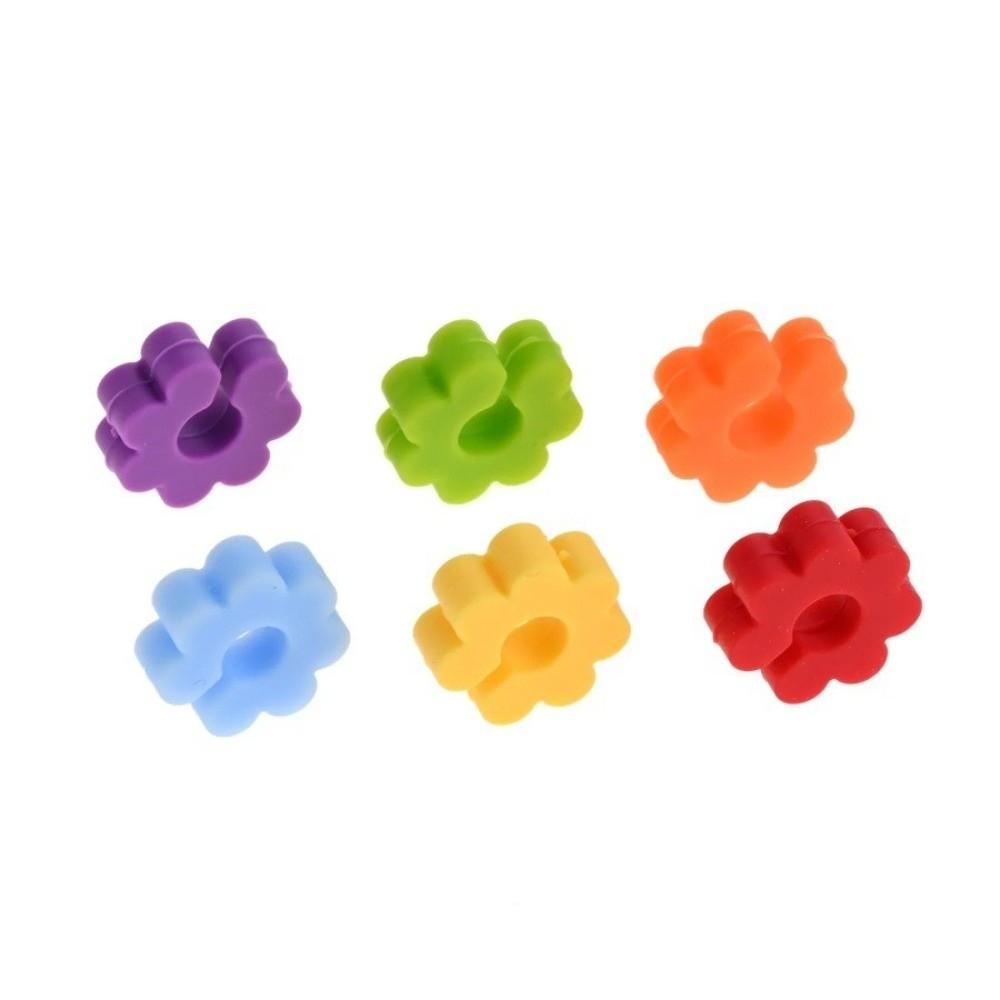 24Pcs High Quality Silicone Wine Glass Markers Reusable Flower Shape Drink Marker Bands Colorful Wine Glass Charms Home Use