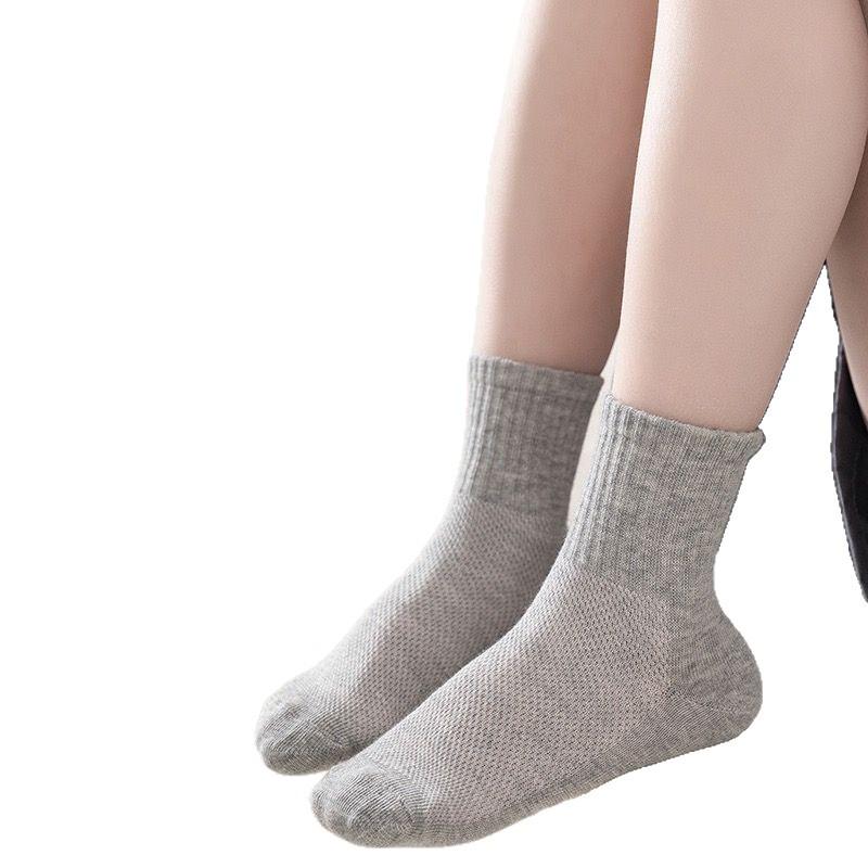 Kids' White Cotton Mid-Calf Socks - Spring/Summer Thin Mesh for Boys & Girls
