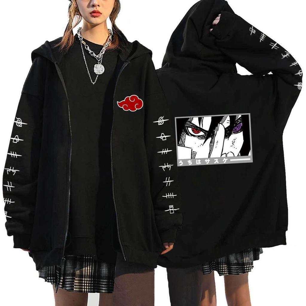 Naruto Men's Cardigan Hooded Sweatshirt Uchiha Itachi Anime Men Women Streetwear Harajuku Akatsuki Hoodies Sweatshirt Clothes