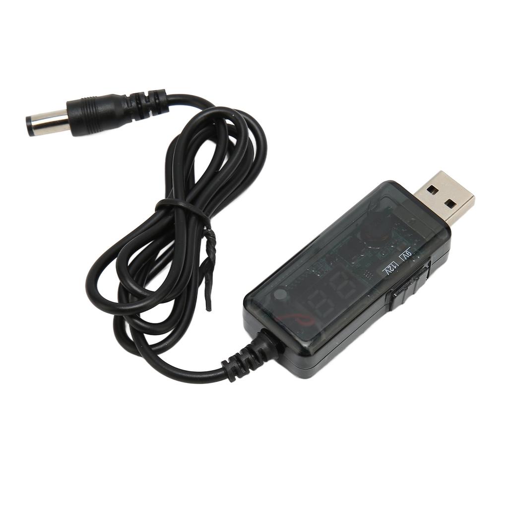 USB Boosting Cable 5V To 9V 12V Adjustable Portable DC USB Step Up Cord with 3.5 X 1.35mm Connector Tip for Fan Table