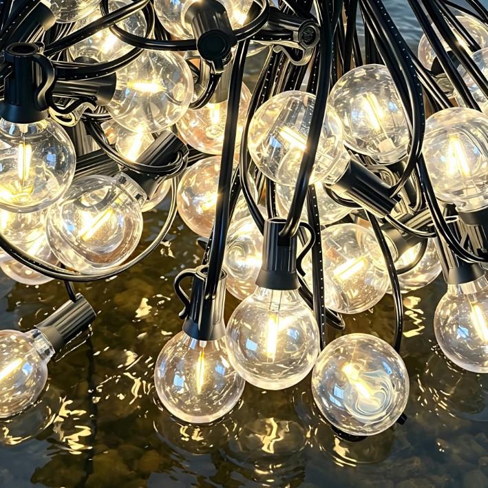 G40 Solar Garden String Lights - Outdoor Waterproof Bulbs for Camping and Christmas Decorations