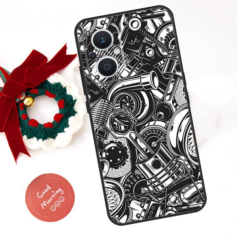 Automobile Spare Parts Car Engine Funda For OPPO Reno 14 F 13F 12F 11F 10 11 12 13 Pro 7 8 Lite OPPO Find X5 X6 X8 X9 Pro Case