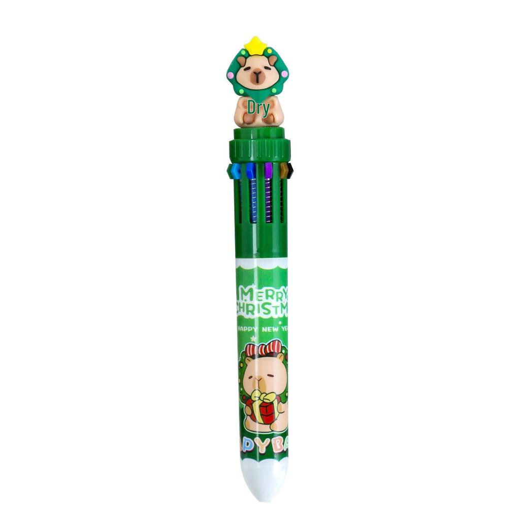 Christmas Capybara Multicolor Ballpoint Pen - Cute Student Journaling Gift