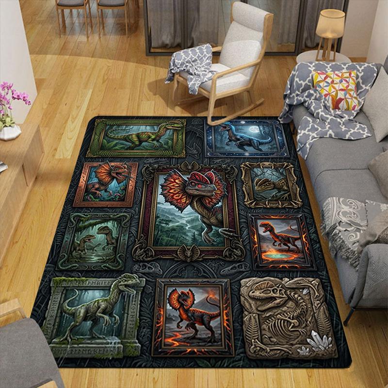 Dinosaur Collection Pattern Rug Floor Mat for Living Room or Bedroom Soft and Comfortable Carpet a Gift for Birthday and Holiday.