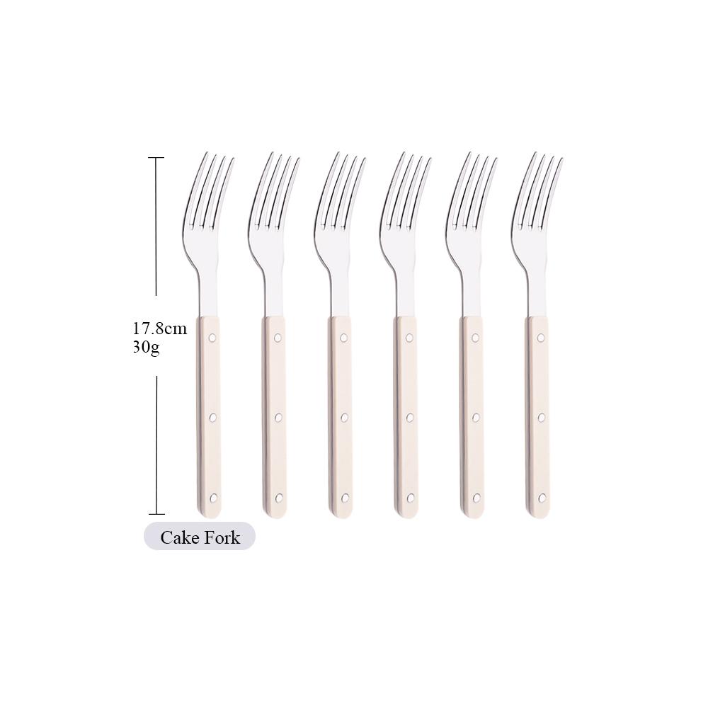 

6/30 шт. Бежевый Серебристый Акриловая ручка Декор заклепками Набор столовой посуды Нержавеющая сталь Зеркальная Удобные столовые приборы Кухонные принадлежности