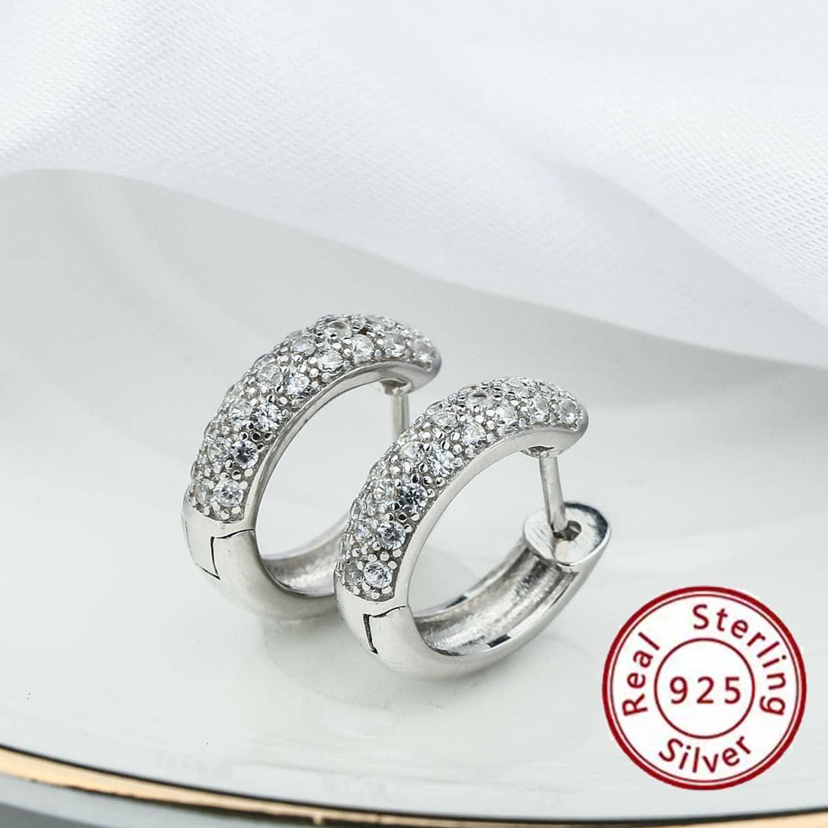 

925 Sterling Silver Zircon Multi-Row Ear Cuffs with Classic Paved Diamonds - High-End Luxury Earrings