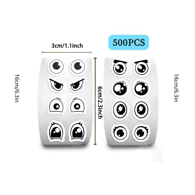 500Pcs Creative Eye Shape Sticker Adhesive Wrapping Label for Scrapbooking Seal Envelope Invitation Carton Packaging