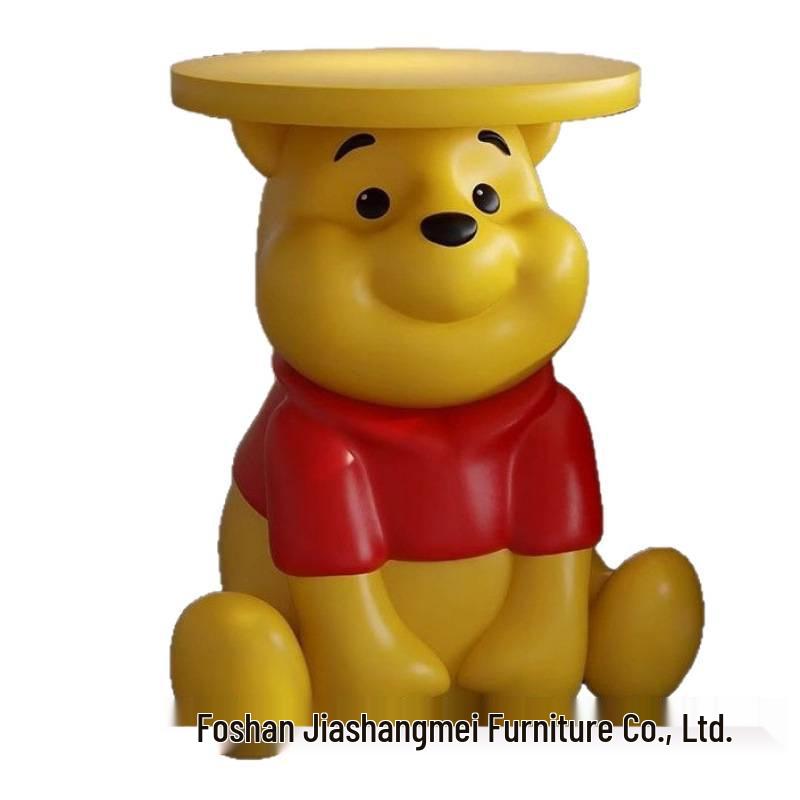 Ornamento de Chão Amarelo do Ursinho Pooh Desenho Animado e Mesa de Cabeceira com Armazenamento