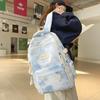 Schoolbag new niche design tie-dye schoolbag female junior high school student lightweight backpack college student leisure travel printed backpack